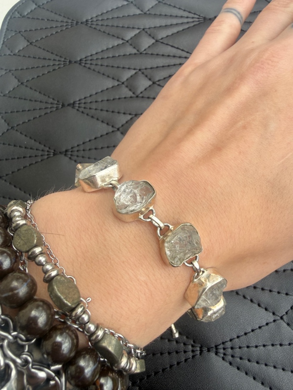 Sterling Herkimer Diamond Tennis Bracelet 925 toggle - Picture 2 of 4